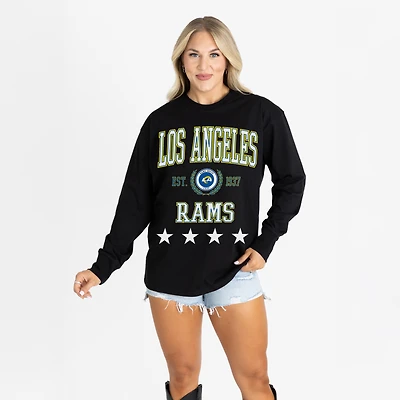Women's Gameday Couture Black Los Angeles Rams Oversized Everyday Star Long Sleeve T-Shirt