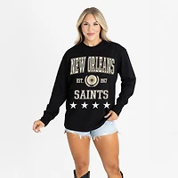 Women's Gameday Couture Black New Orleans Saints Oversized Everyday Star Long Sleeve T-Shirt