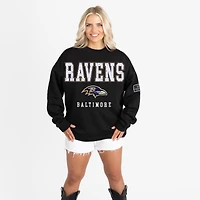 Women's Gameday Couture Black Baltimore Ravens Oversized Level Up Black Label Premium Fleece Sweatshirt