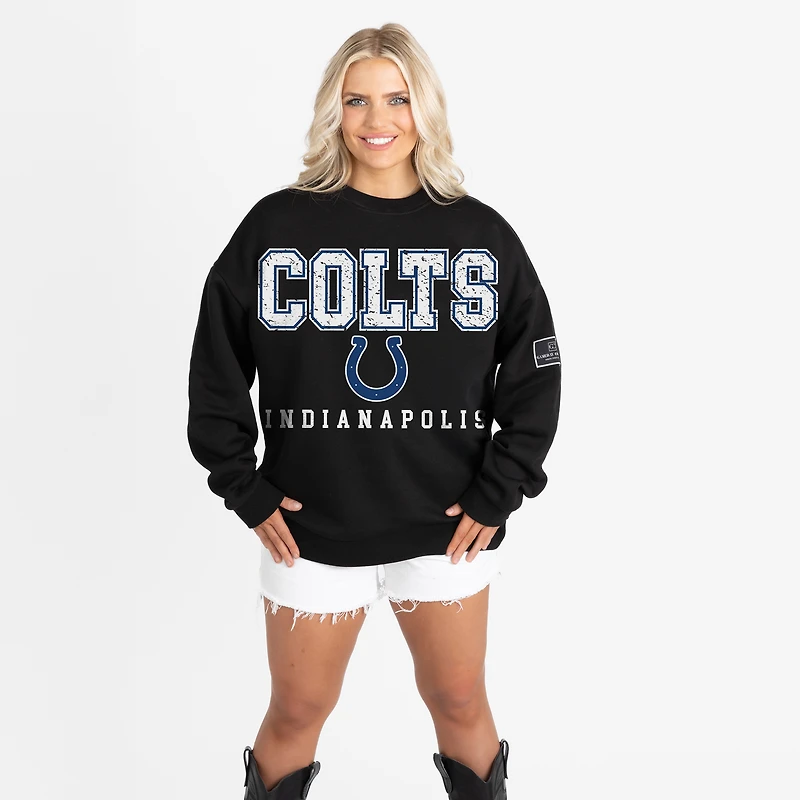 Women's Gameday Couture Black Indianapolis Colts Oversized Level Up Black Label Premium Fleece Sweatshirt