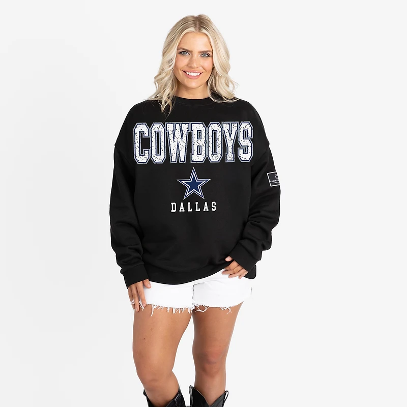 Women's Gameday Couture Black Dallas Cowboys Oversized Level Up Black Label Premium Fleece Sweatshirt