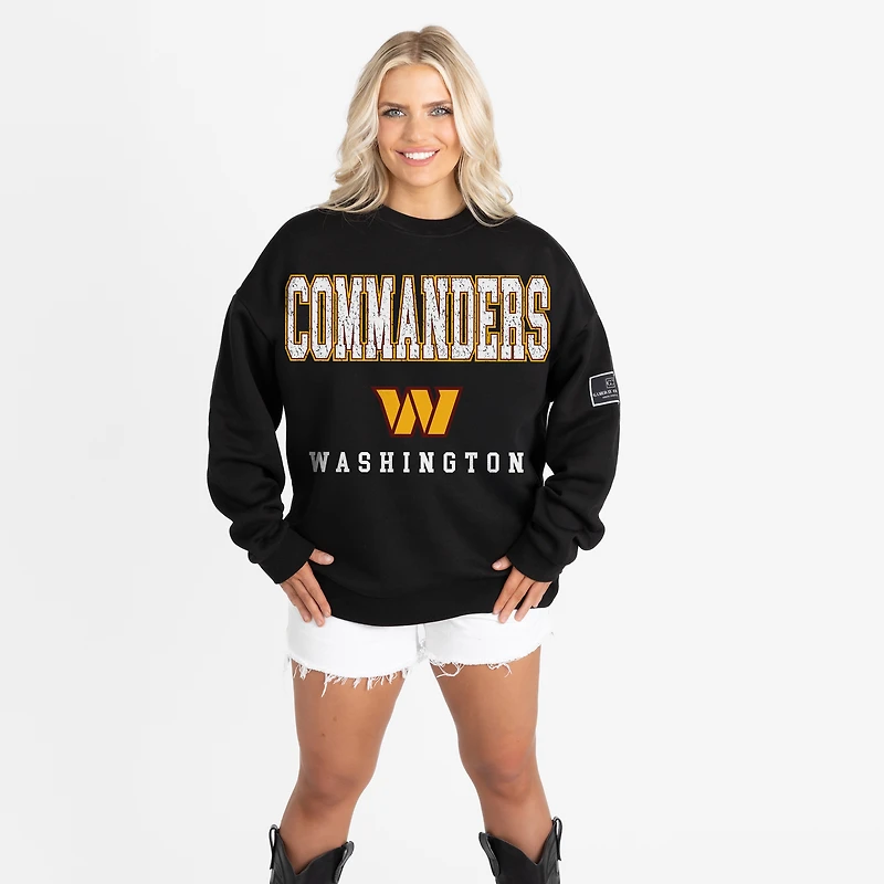 Women's Gameday Couture Black Washington Commanders Oversized Level Up Black Label Premium Fleece Sweatshirt