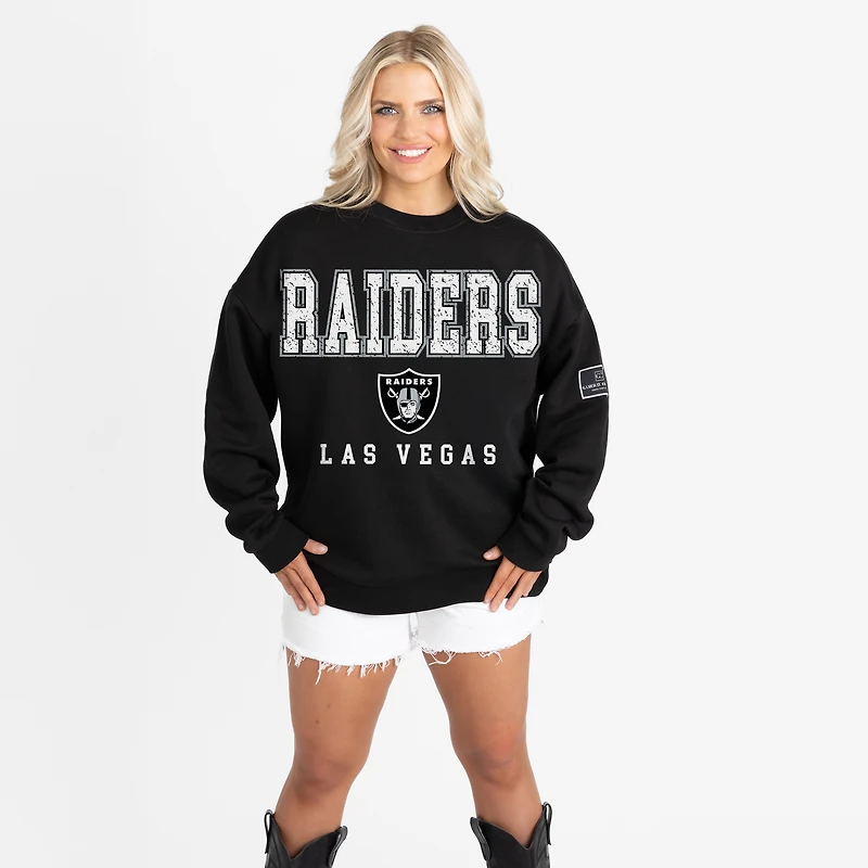Women's Gameday Couture Black Las Vegas Raiders Oversized Level Up Black Label Premium Fleece Sweatshirt