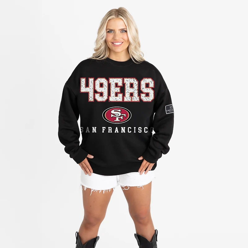 Women's Gameday Couture Black San Francisco 49ers Oversized Level Up Black Label Premium Fleece Sweatshirt