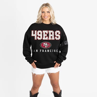 Women's Gameday Couture Black San Francisco 49ers Oversized Level Up Black Label Premium Fleece Sweatshirt