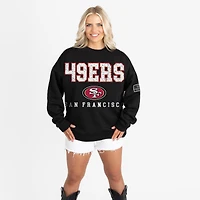 Women's Gameday Couture Black San Francisco 49ers Oversized Level Up Black Label Premium Fleece Sweatshirt