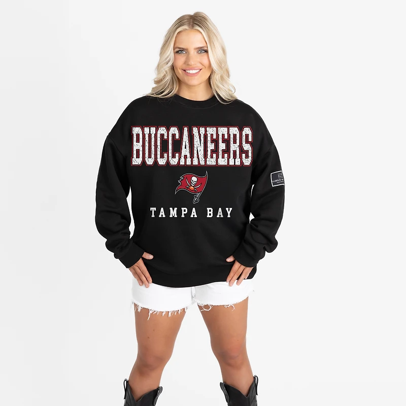 Women's Gameday Couture Black Tampa Bay Buccaneers Oversized Level Up Black Label Premium Fleece Sweatshirt