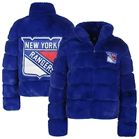 Women's Cuce Blue New York Rangers Faux Fur Full-Zip Jacket
