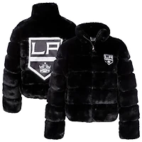 Women's Cuce Black Los Angeles Kings Faux Fur Full-Zip Jacket