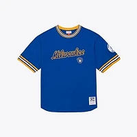 Men's Mitchell & Ness  Royal Milwaukee Brewers Wild Pitch Ringer T-Shirt