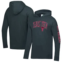 Men's ComfortWash  Charcoal Texas Tech Red Raiders Long Sleeve Hooded T-Shirt