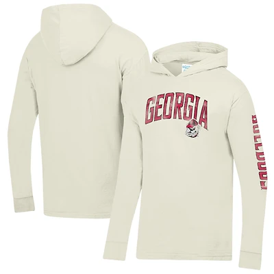 Men's ComfortWash  Cream Georgia Bulldogs Long Sleeve Hooded T-Shirt