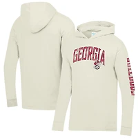 Men's ComfortWash  Cream Georgia Bulldogs Long Sleeve Hooded T-Shirt