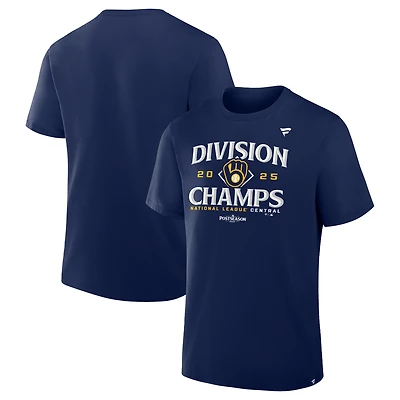 Men's Fanatics Navy Milwaukee Brewers 2025 NL Central Division Champions Locker Room Big & Tall T-Shirt