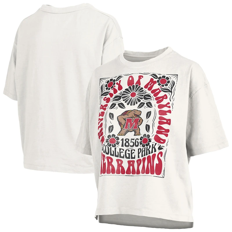 Women's Pressbox White Maryland Terrapins Harmony Oversized Slub T-Shirt