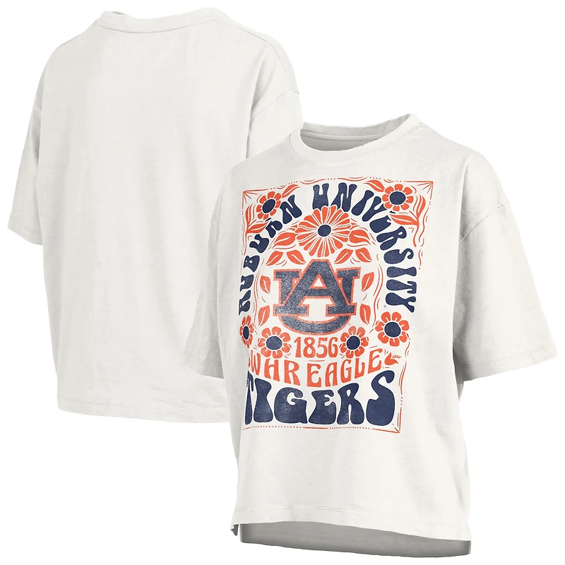 Women's Pressbox White Auburn Tigers Harmony Oversized Slub T-Shirt
