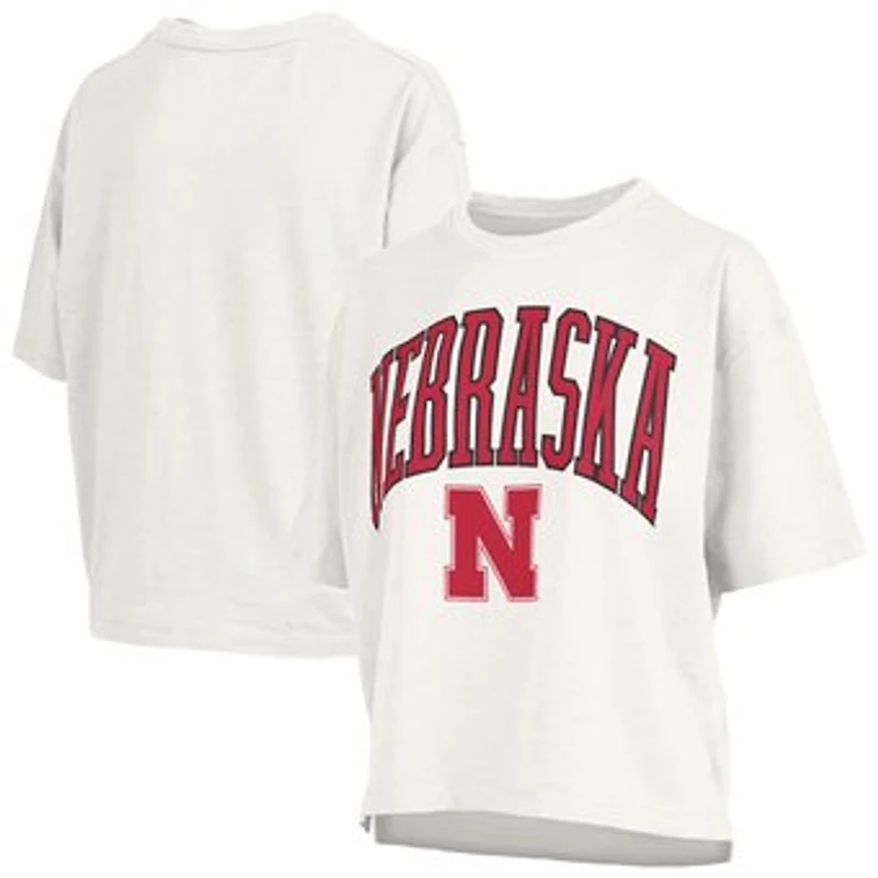 Women's Pressbox  White Nebraska Huskers Nelson T-Shirt