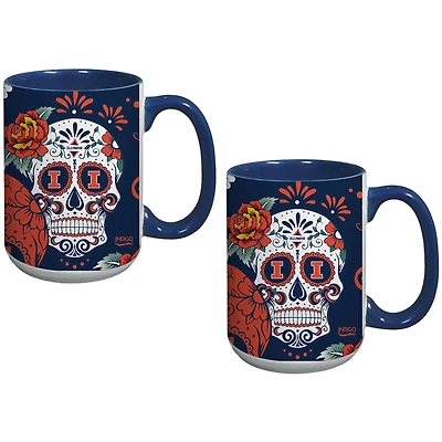 Illinois Fighting Illini Two-Pack Dia De Los Muertos Mug Set