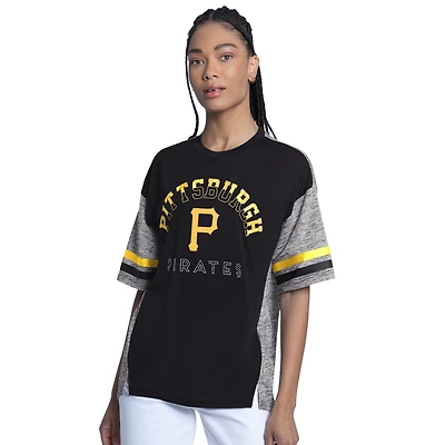 Women's G-III 4Her by Carl Banks Black Pittsburgh Pirates Off-Season Oversized Top