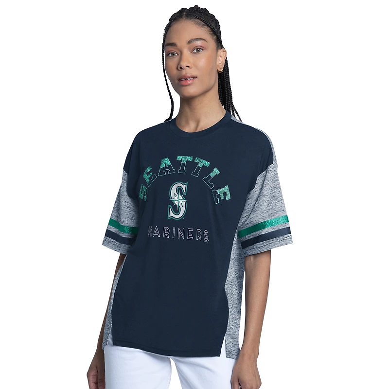 Women's G-III 4Her by Carl Banks Navy Seattle Mariners Off-Season Oversized Top