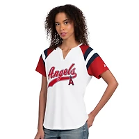 Women's Starter  White Los Angeles Angels Game On Notch Neck Raglan T-Shirt