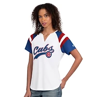 Women's Starter  White Chicago Cubs Game On Notch Neck Raglan T-Shirt