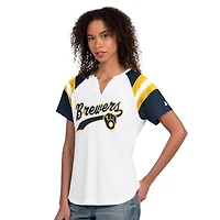 Women's Starter  White Milwaukee Brewers Game On Notch Neck Raglan T-Shirt