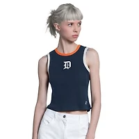 Women's Starter  Navy Detroit Tigers Cooperstown Play the Ball Crop Tank Top
