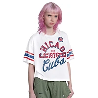 Women's Starter  White Chicago Cubs Cropped Hurry Up Offense T-Shirt