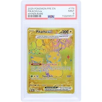 Pikachu 2025 Pokemon Pre En Prismatic Evolutions EX Hyper Rare #179 PSA Authenticated 9 Card
