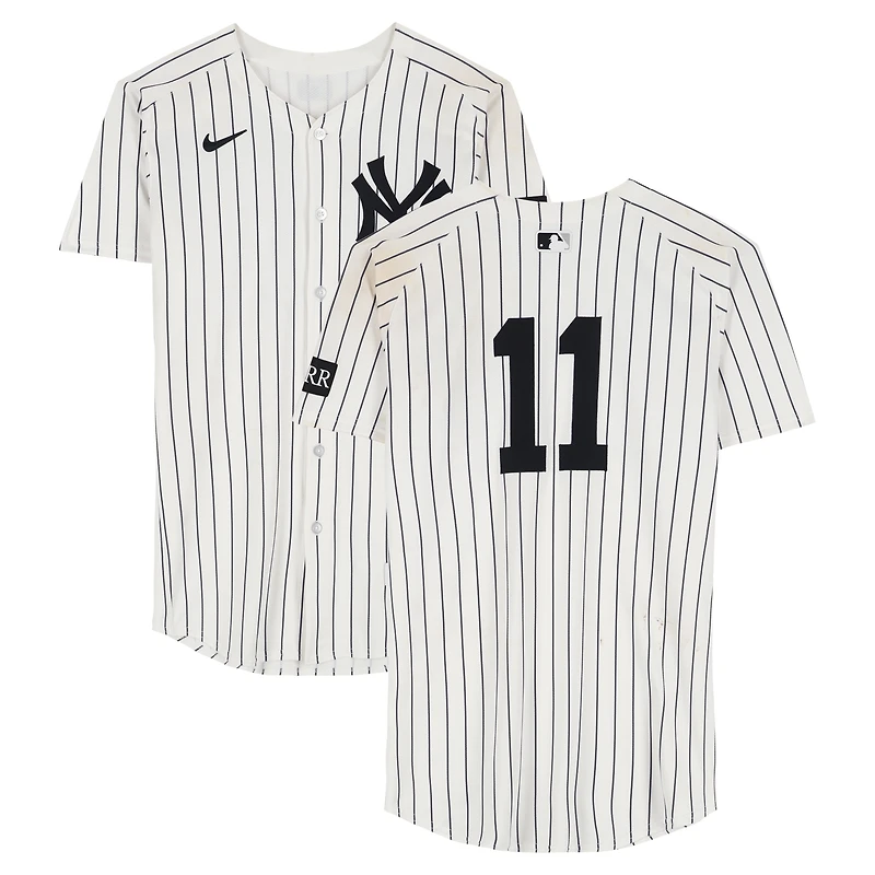 Anthony Volpe New York Yankees Game-Used #11 White Pinstripe Jersey vs. Washington Nationals on August 27, 2025