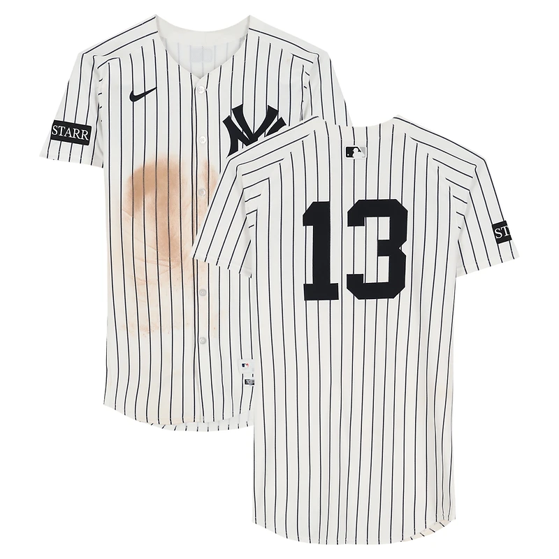 Jazz Chisholm Jr. New York Yankees Game-Used #13 White Pinstripe Jersey vs. Washington Nationals on August 27, 2025