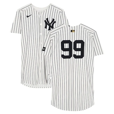 Aaron Judge New York Yankees Game-Used #99 White Pinstripe Jersey vs. Washington Nationals on August 27, 2025 - 2-4, HR, 2 RBI, 2 R