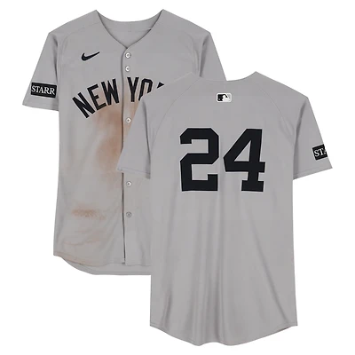 Jasson Domínguez New York Yankees Game-Used #24 Gray Jersey vs. Tampa Bay Rays on August 20, 2025