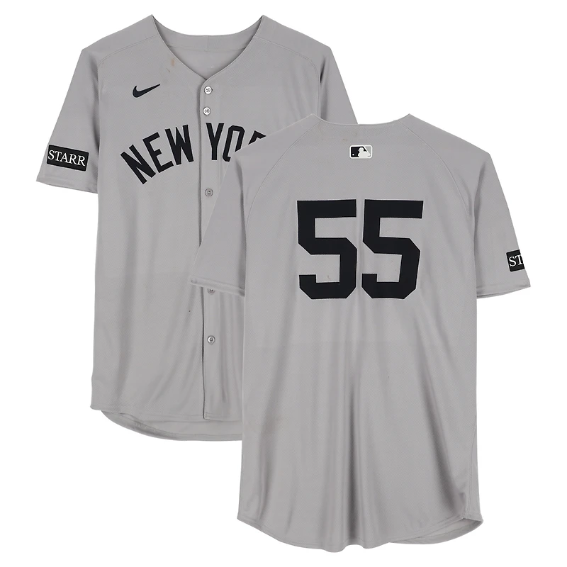 Carlos Rodón New York Yankees Game-Used #55 Gray Jersey vs. Tampa Bay Rays on August 19, 2025 - 6 IP, 2 ER, 5 K, W