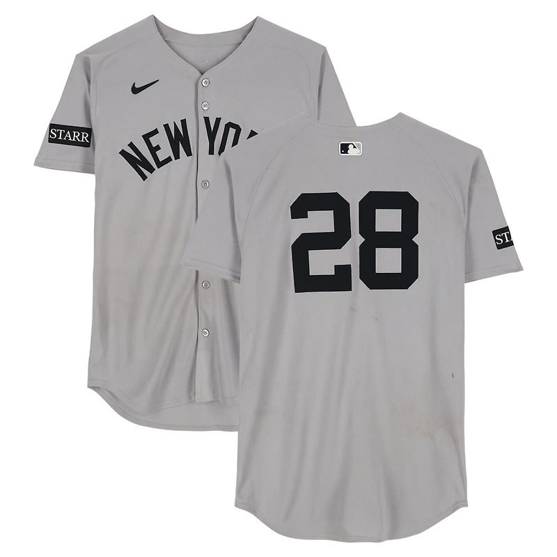 Austin Wells New York Yankees Game-Used #28 Gray Jersey vs. Tampa Bay Rays on August 20, 2025 - 2-4, 2 HR, 2 RBI, 2 R