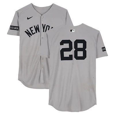 Austin Wells New York Yankees Game-Used #28 Gray Jersey vs. Tampa Bay Rays on August 20, 2025 - 2-4, 2 HR, 2 RBI, 2 R