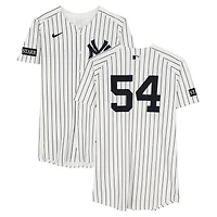 Max Fried New York Yankees Game-Used #54 White Pinstripe Jersey vs. Boston Red Sox on August 22, 2025 - 6 IP, 7 K