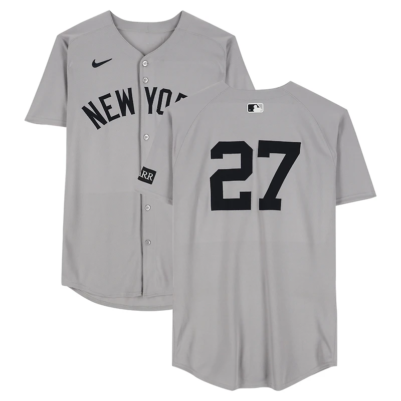 Giancarlo Stanton New York Yankees Game-Used #27 Gray Jersey vs. Tampa Bay Rays on August 20, 2025 - 1-1, HR, 2 RBI, R