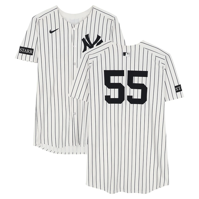 Carlos Rodón New York Yankees Game-Used #55 White Pinstripe Jersey vs. Boston Red Sox on August 24, 2025