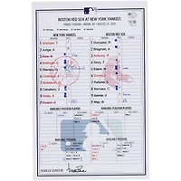 New York Yankees Game-Used Lineup Card vs. Boston Red Sox on August 24, 2025