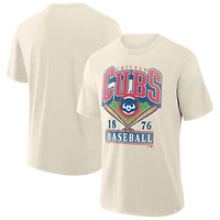 Men's Profile  Cream Chicago Cubs Big & Tall Screen Print T-Shirt