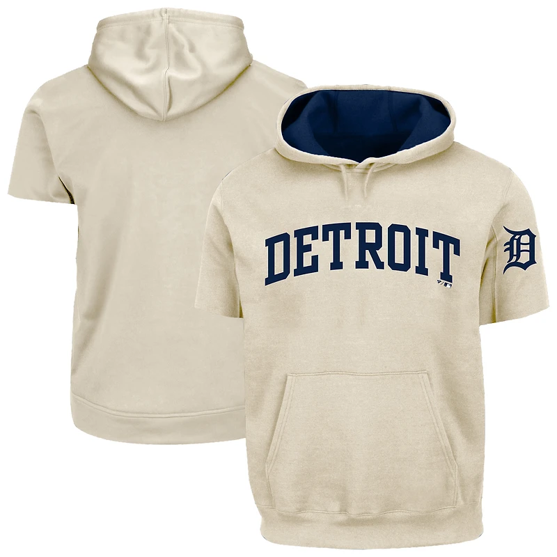 Men's Profile Cream Detroit Tigers Big & Tall Contrast Short Sleeve Hoodie