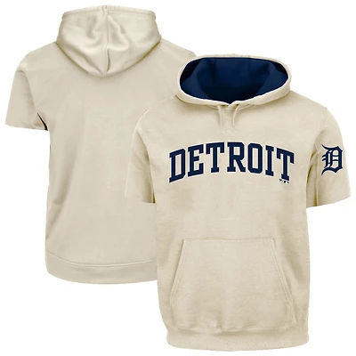 Men's Profile  Cream Detroit Tigers Big & Tall Contrast Short Sleeve Hoodie