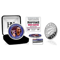 Highland Mint Vince Carter Toronto Raptors 39mm Silver Plated Color Coin