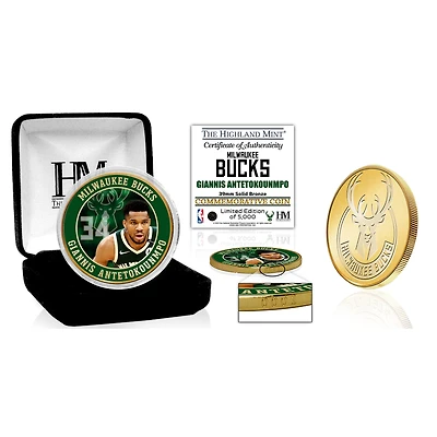 Highland Mint Giannis Antetokounmpo Milwaukee Bucks 39mm Bronze Color Coin