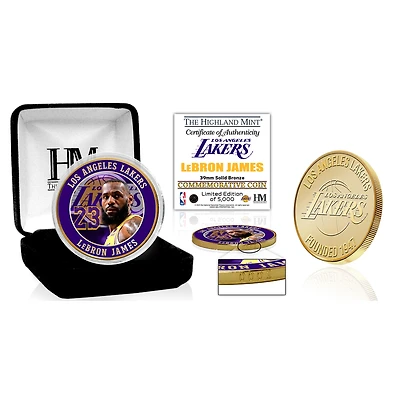 Highland Mint LeBron James Los Angeles Lakers 39mm Bronze Color Coin