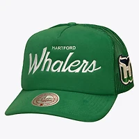 Men's Mitchell & Ness Green Hartford Whalers Head Coach Trucker Adjustable Hat