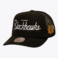 Men's Mitchell & Ness Black Chicago Blackhawks Head Coach Trucker Adjustable Hat