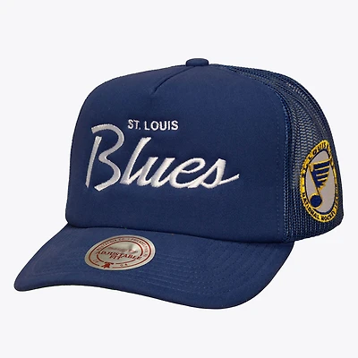 Men's Mitchell & Ness Blue St. Louis Blues Head Coach Trucker Adjustable Hat